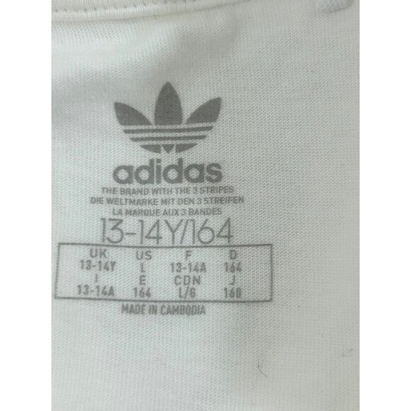 Adidas Graphic T-Shirt Kids Unisex Short Sleeve 13 - 14 Years White Blue Black - Picture 7 of 15